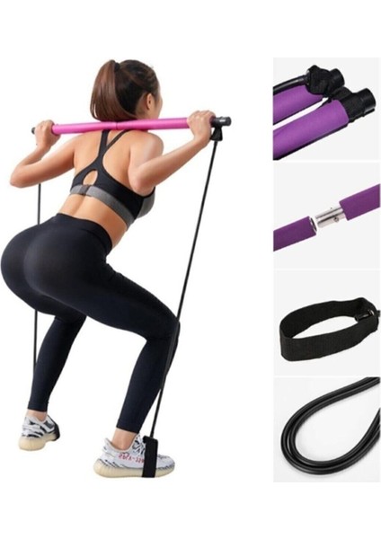 Tekno Trust Portable Studio Pilates Jimnastik Egzersiz Çubuğu Siyah Kondisyon Barı Aleti Direnç Lastiği indirimleri