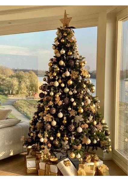 180 cm Iskoç Yılbaşı Ağacı Yoğun Gür Dallı Görkemli ve Delü x Model Metal Ayak Çift Dallı