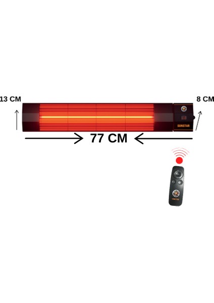 Dış Mekan Halojen Soba Infrared Isıtıcı Kumandalı 2500W