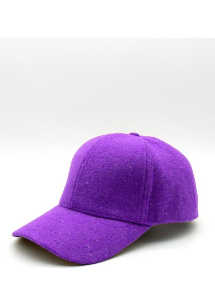 Kadın Mor Yünlü Kışlık Beyzbol Kep Şapka