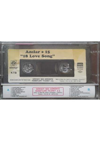 Anılar 15 - 18 Love Song - Açılmamış Ambalajında Kaset fiyatları