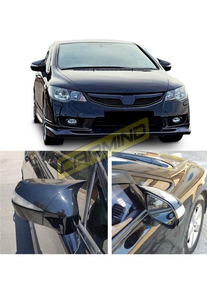Honda Civic Fd6 Uyumlu Batman Yarasa Ayna Kapağı Piano Black 2006-2011