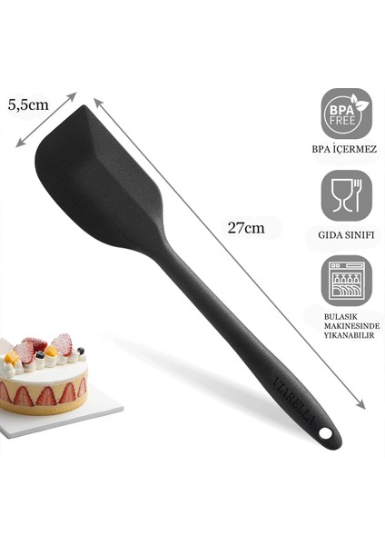 Silikon Spatula Set Büyük Boy Yanmaz Çizmez Siyah 3'lü