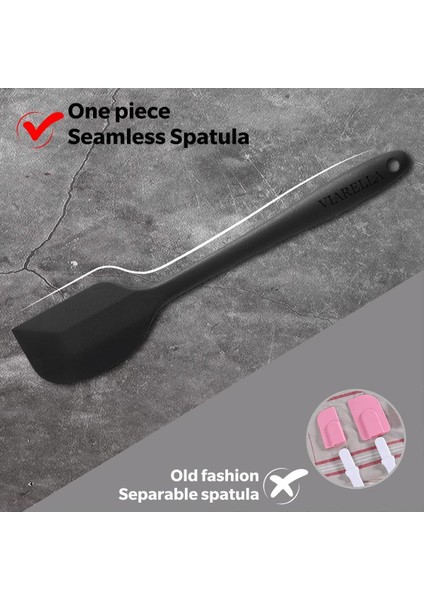 Silikon Spatula Set Büyük Boy Yanmaz Çizmez Siyah 3'lü