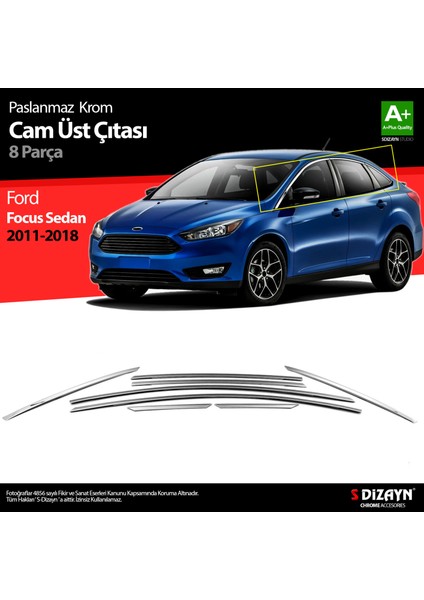 Ford Focus 3 Sd Krom Cam Üst Çıtası 8 Prç 2011-2018