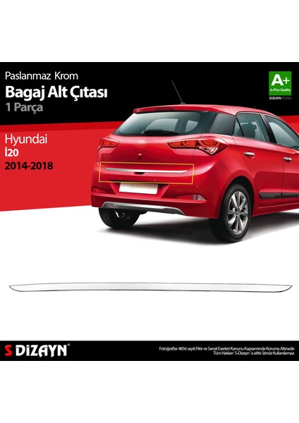 Hyundai I20 Krom Bagaj Alt Çıtası 2014-2018