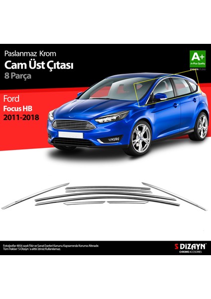 Ford Focus 3 Hb Krom Cam Üst Çıtası 8 Prç 2011-2018