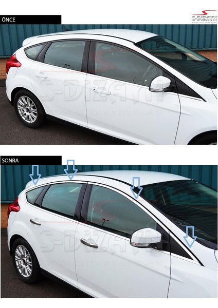 Ford Focus 3 Hb Krom Cam Üst Çıtası 8 Prç 2011-2018 modelleri