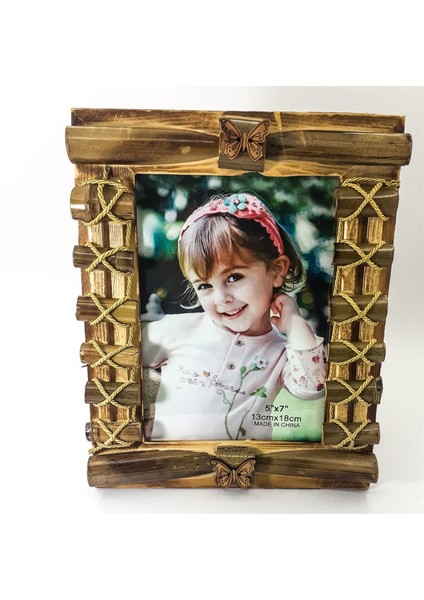 Kişiye Özel Ahşap Bambu Desenli Çerçeve