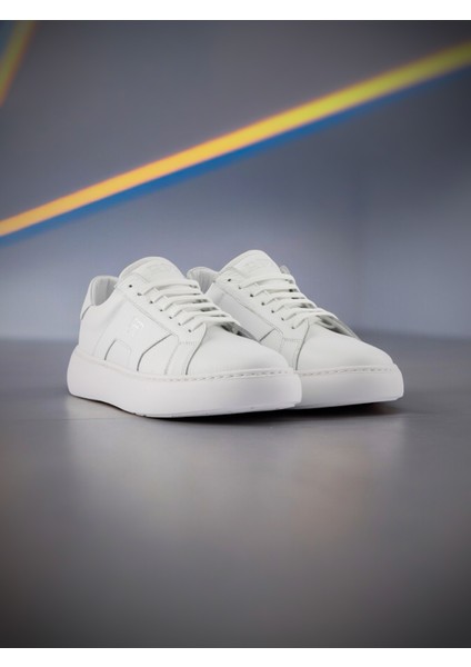Hakiki Deri Beyaz Sneaker Erkek Spor AYAKKABI101-04