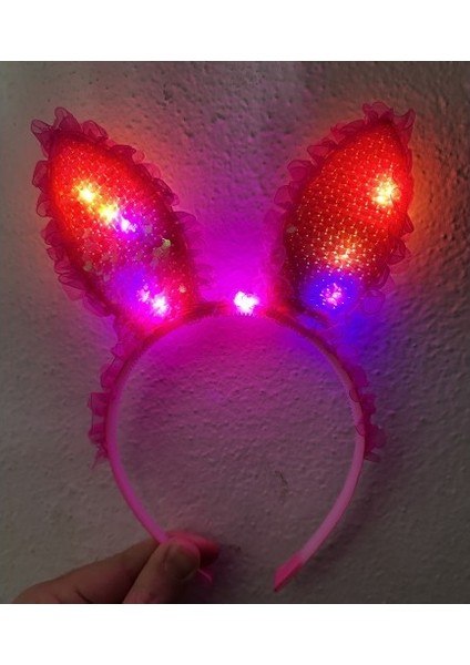 Fuşya Dantelli Işıklı Tavşan Kulak Taç fiyatları