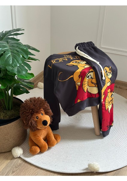 Siyah The Lion King Sırt Baskılı Eşofman Takımı