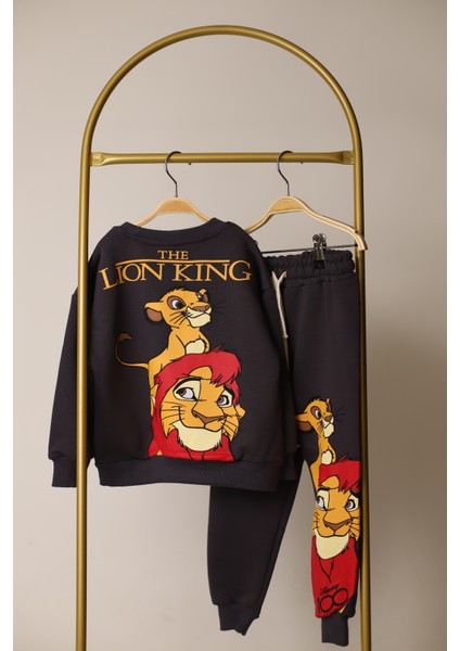 Siyah The Lion King Sırt Baskılı Eşofman Takımı