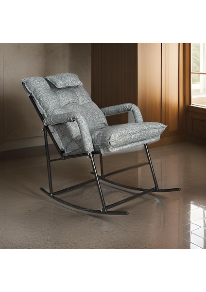 Sallanır Sandalye & Dinlenme Koltuğu, Sallanan Sandalye, Tv Koltuğu, Yastıklı | Modern, ve Dayanıklı | Keten Gri
