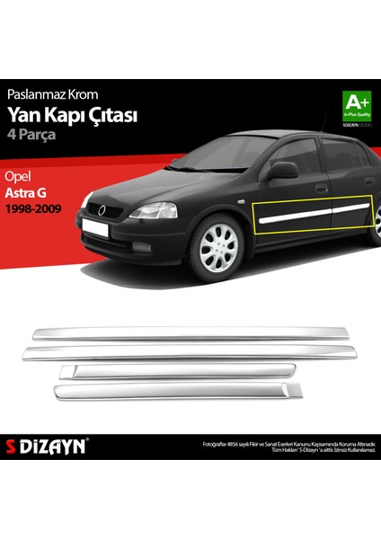 Opel Astra G Krom Yan Kapı Çıtası 4 Prç 1998-2009