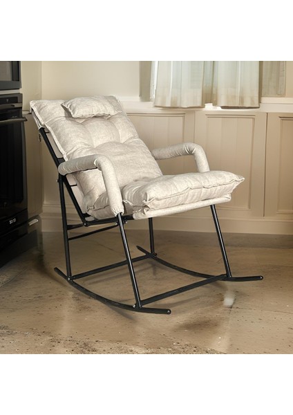 Sallanır Sandalye & Dinlenme Koltuğu, Sallanan Sandalye, Tv Koltuğu, Yastıklı | Modern, ve Dayanıklı | Keten Krem