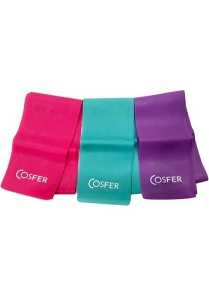 3'lü Pilates Egzersiz Lastiği, Orta Sert, Turuncu, 90 cm, 7 cm genişlik