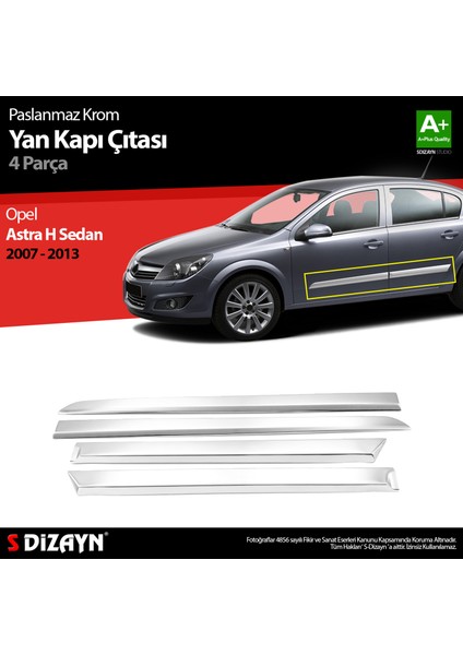 Opel Astra H Sd Krom Yan Kapı Çıtası 4 Prç 2008-2013