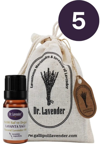 5 Adet Dolap Kokusu Lavanta Kesesi 22 Gr. & 10 ml Lavanta Yağı