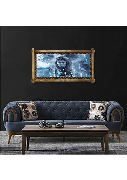 Teknoo- Mavi Kız Modern Kanvas Rustik Tablo