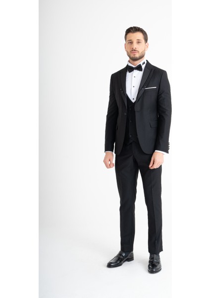 Slim Fit Yelekli Smokin - Siyah fiyatları