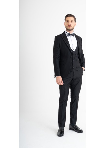 Slim Fit Yelekli Smokin - Siyah modelleri