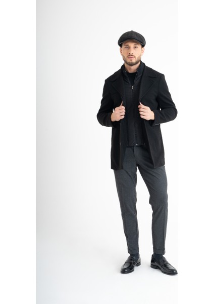 Hakim Yaka Kaşe Kaban - Siyah fiyatları