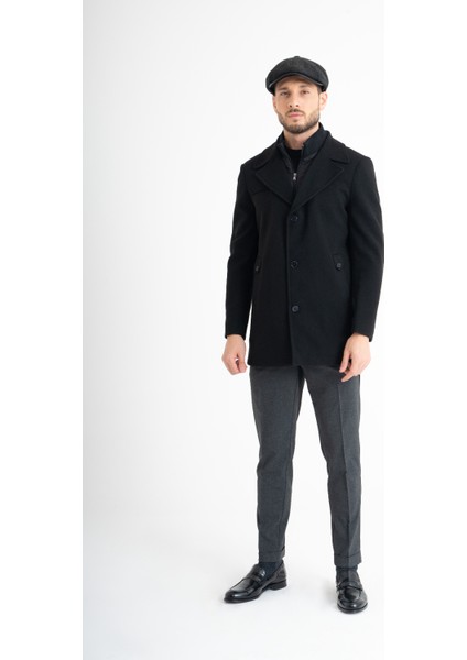 Hakim Yaka Kaşe Kaban - Siyah modelleri