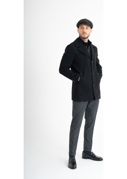 Hakim Yaka Kaşe Kaban - Siyah fırsatları