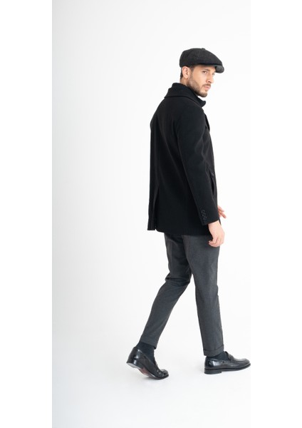 Hakim Yaka Kaşe Kaban - Siyah indirimleri