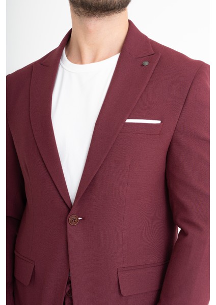 Süper Slim Fit Takım Elbise - Bordo fırsatları