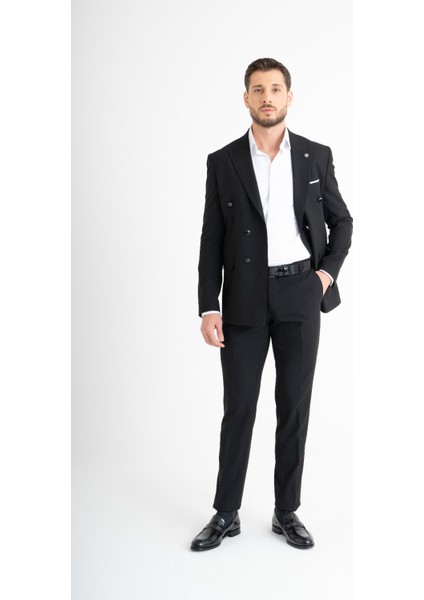 Süper Slim Fit Takım Elbise - Siyah