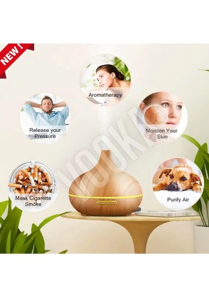 550 ml Uzaktan Kumandalı Ultrasonik Aroma Difüzörü, 7 renk, doğal ahşap görünüm indirimleri