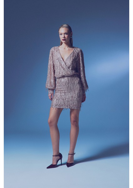 Payet Detaylı Mini Etek - Bakır