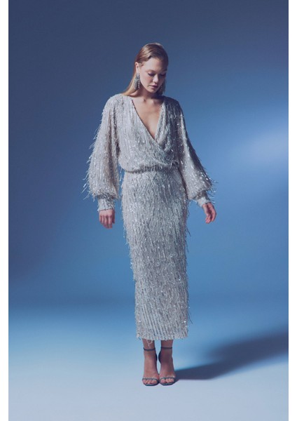 Uzun Payetli Etek - Bej fiyatları