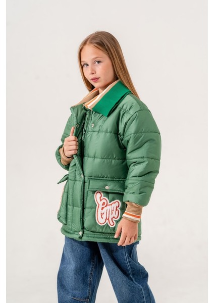 Kız Çocuk Yakası Triko Şişme Mont fiyatları