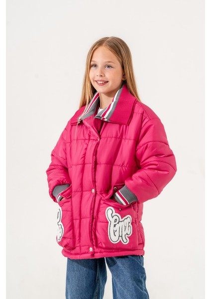 Kız Çocuk Yakası Triko Şişme Mont fiyatları