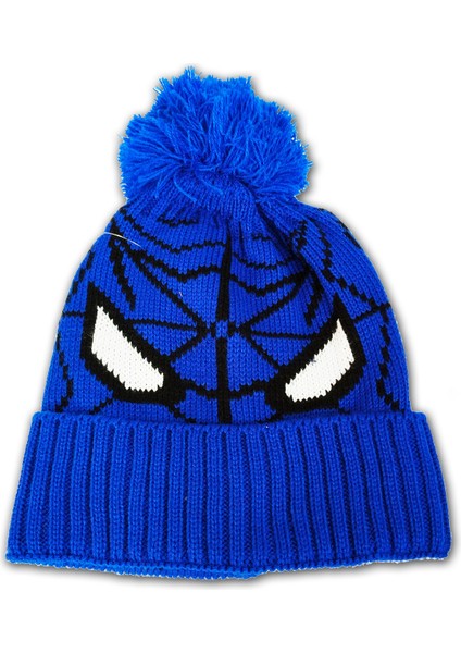 Akrilik Yünlü Figürlü Ponponlu Çocuk Bere Mavi