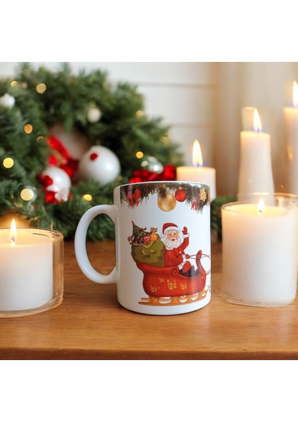 1Fark Özel Tasarım Yılbaşı Temalı Seramik Kupa Yılbaşı Dekorlu Toplar