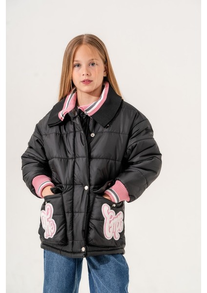 Kız Çocuk Yakası Triko Şişme Mont fırsatları