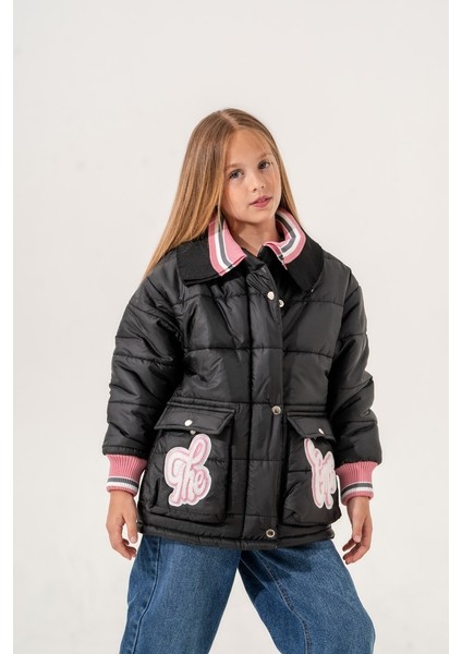 Kız Çocuk Yakası Triko Şişme Mont indirimleri