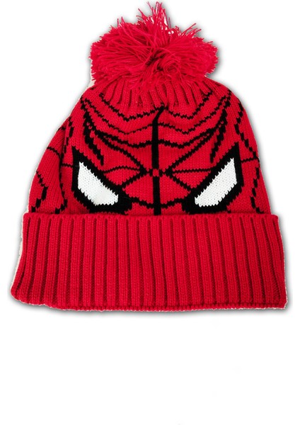 Akrilik Yünlü Figürlü Ponponlu Çocuk Bere Kırmızı