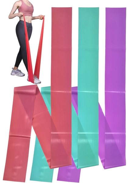 Çok Renkli Pilates Direnç Lastiği Seti 3'lü Hafif-Orta-Yüksek Sertlik