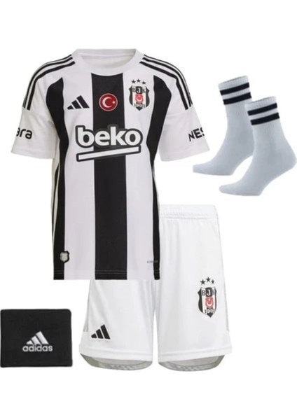 Beşiktaş Çubuklu Yeni Sezon Çocuk Forma Seti 4 Parça Forma+Şort+Çorap+Bileklik