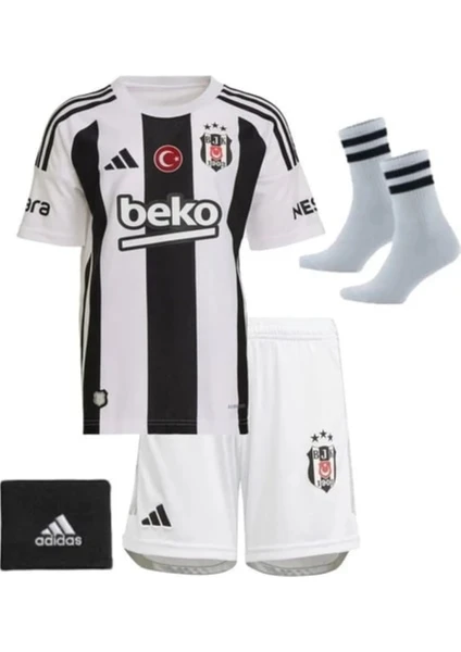 Beşiktaş Çubuklu Yeni Sezon  Çocuk Forma Seti 4 Parça Forma+Şort+Çorap+Bileklik