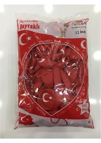 Baskılı Ay Yıldızlı Balon 100'LÜ - Ürün Kodu : Orc.b.evi.36 -