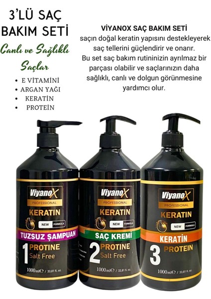 3'Lü Saç Bakım Seti Tuzsuz Şampuan,Saç Kremi,Keratin fiyatları