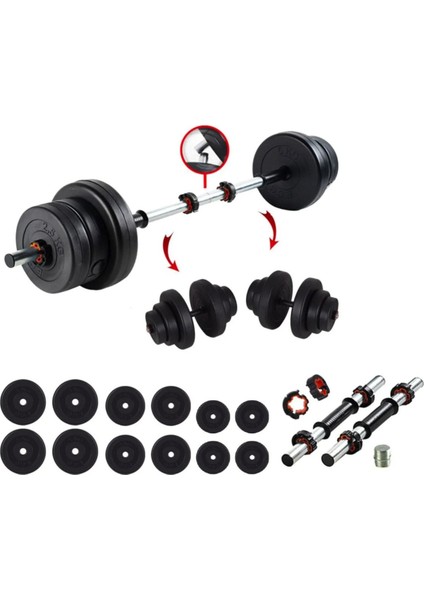 Tekno Trust Ecgspor 38 kg Multifonksiyonel Halter Seti ve Dambıl Seti Ağırlık Fitness Seti