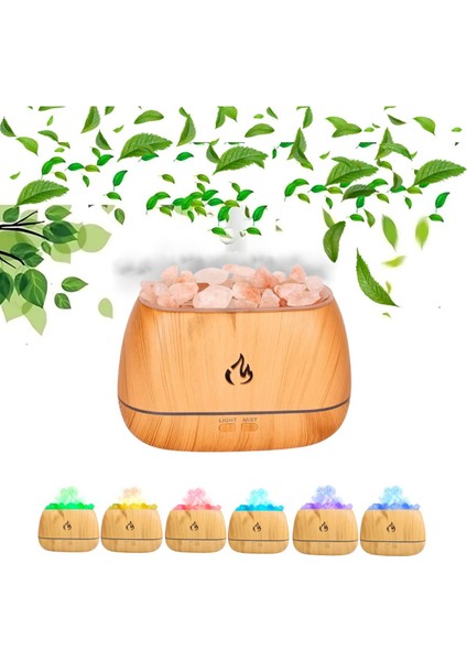 Hava Nemlendirici Tuz Lambalı Tuz Hediyeli Humidifier 260 ml Salt Lamp Ultrasonik Gece Lambası