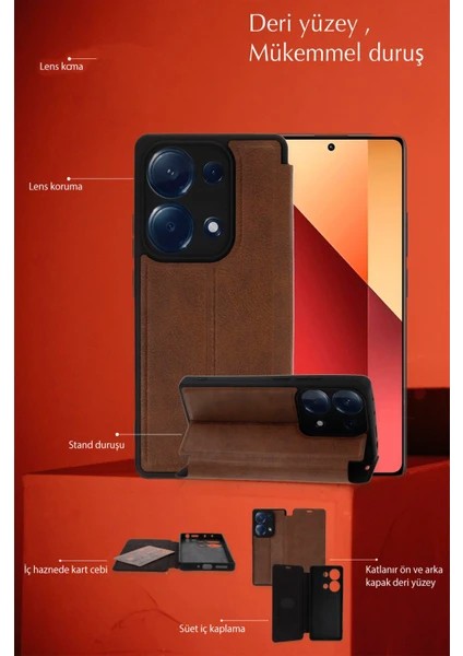 Xiaomi Redmi 13 4g Uyumlu Kılıf Kartlıklı Kapaklı Mıknatıslı Ultra Koruma Kapak modelleri